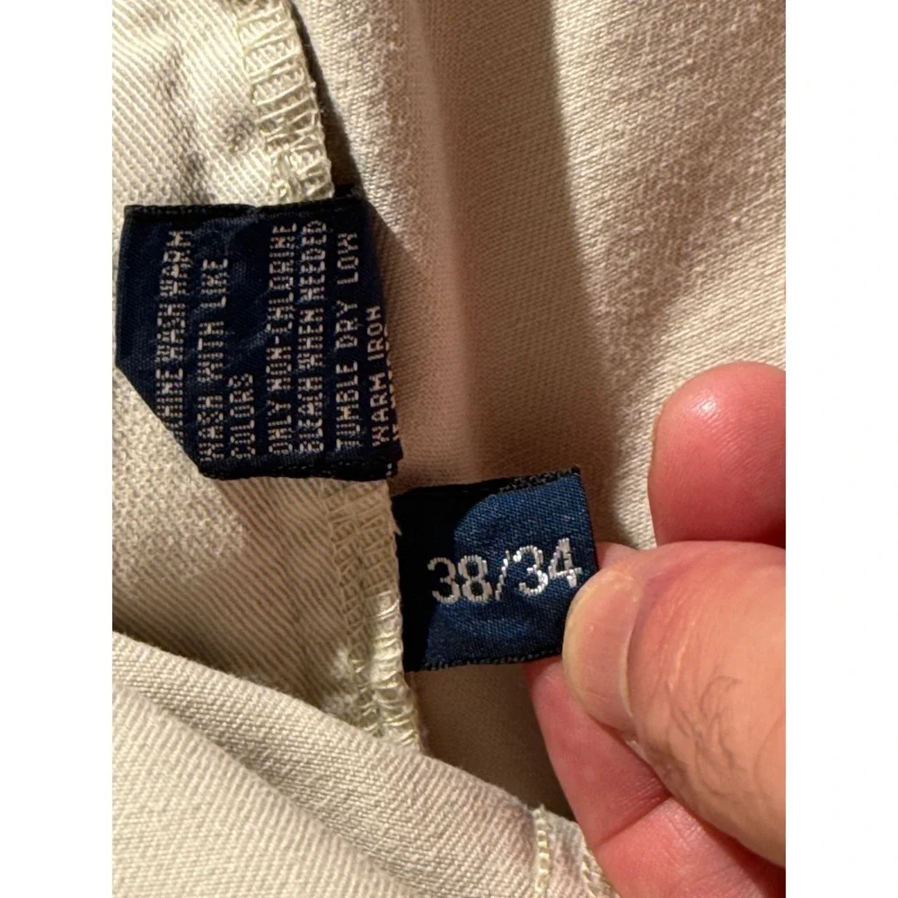 Polo Ralph Lauren Andrew Pant Mens 38x34 Khaki Vintage Double Pleated Chino Tan